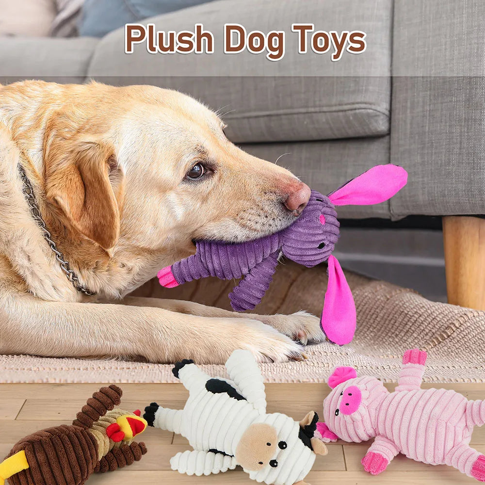 5 Pack Plush Dog Toys Squeaky Chew Bundle For Dogs