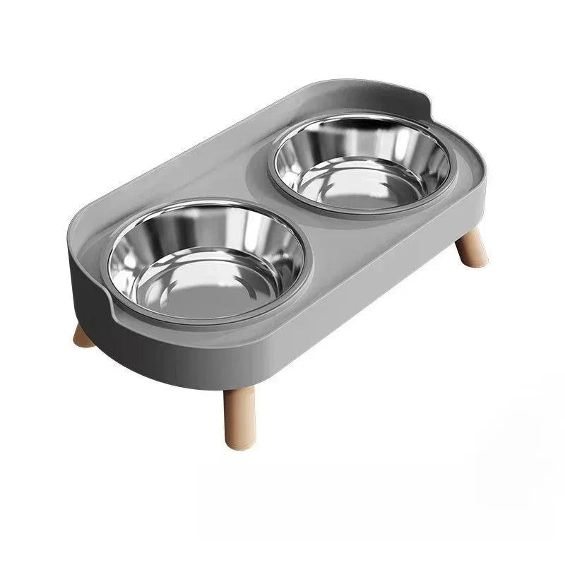 Colorful Elevated Pet Feeder With Neck Support And Dual Bowls