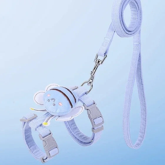 Bee Themed Cat Harness Leash Set Adjustable For Small Medium Pets