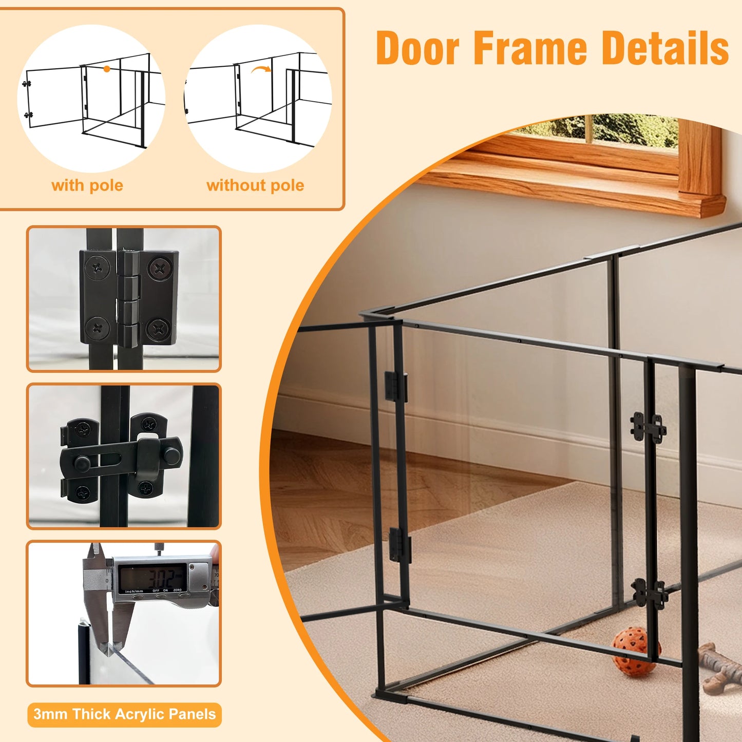 Borwart Acrylic Pet Playpen With Aluminum Frame For All Pets