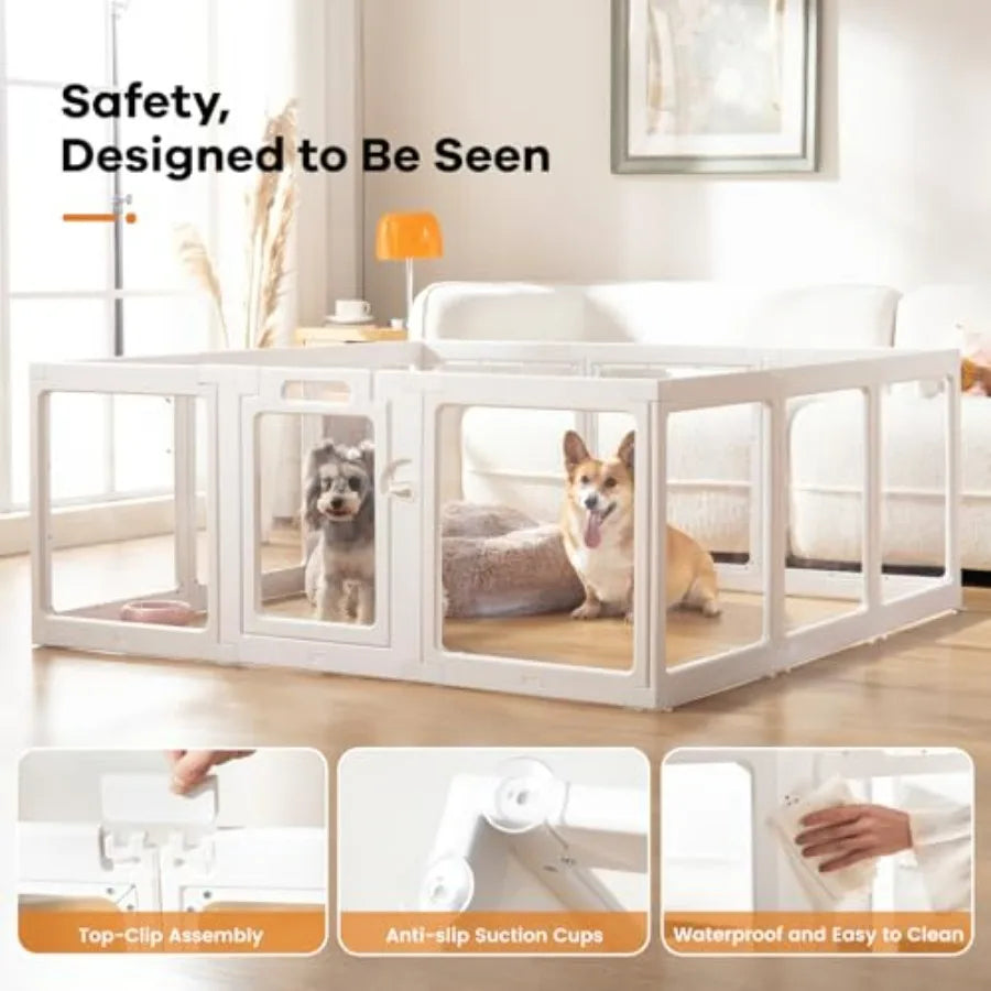 Clear Acrylic Dog Playpen Indoor Pet Pen for Dogs Cats