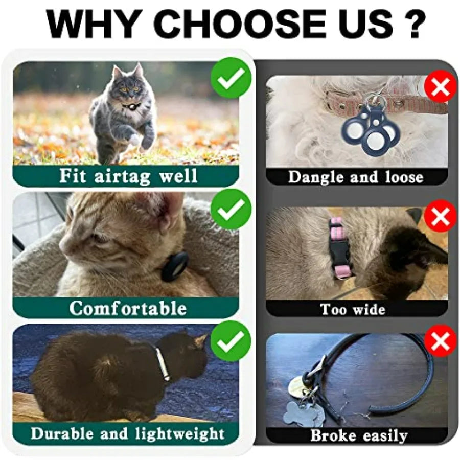 AirTag Cat Collar Breakaway With Reflective Strip AirTag Holder Bell
