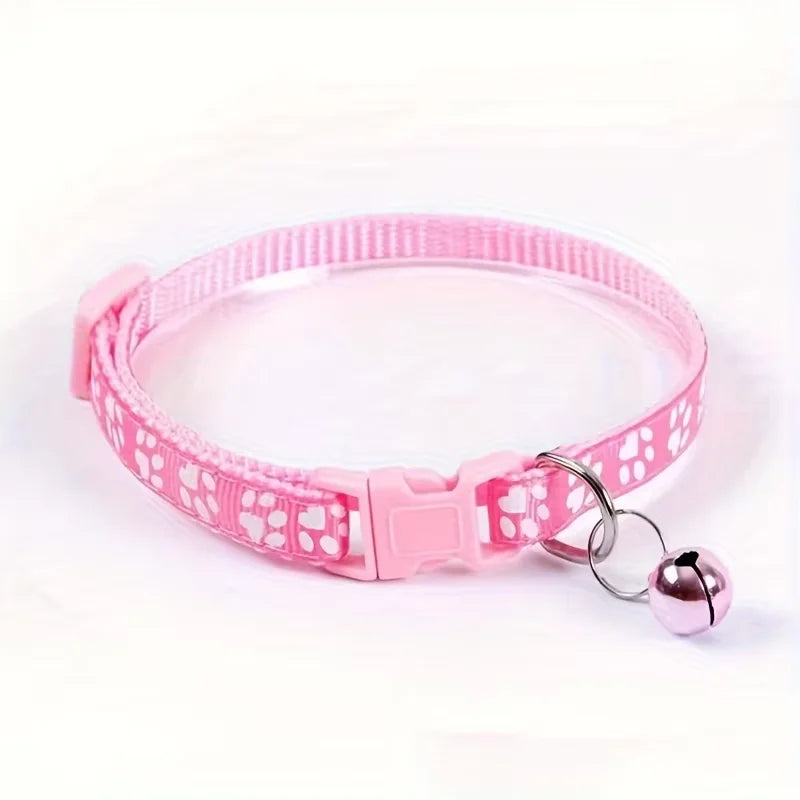 Colorful Pattern Cat Collar With Bell Adjustable Pet Accessory
