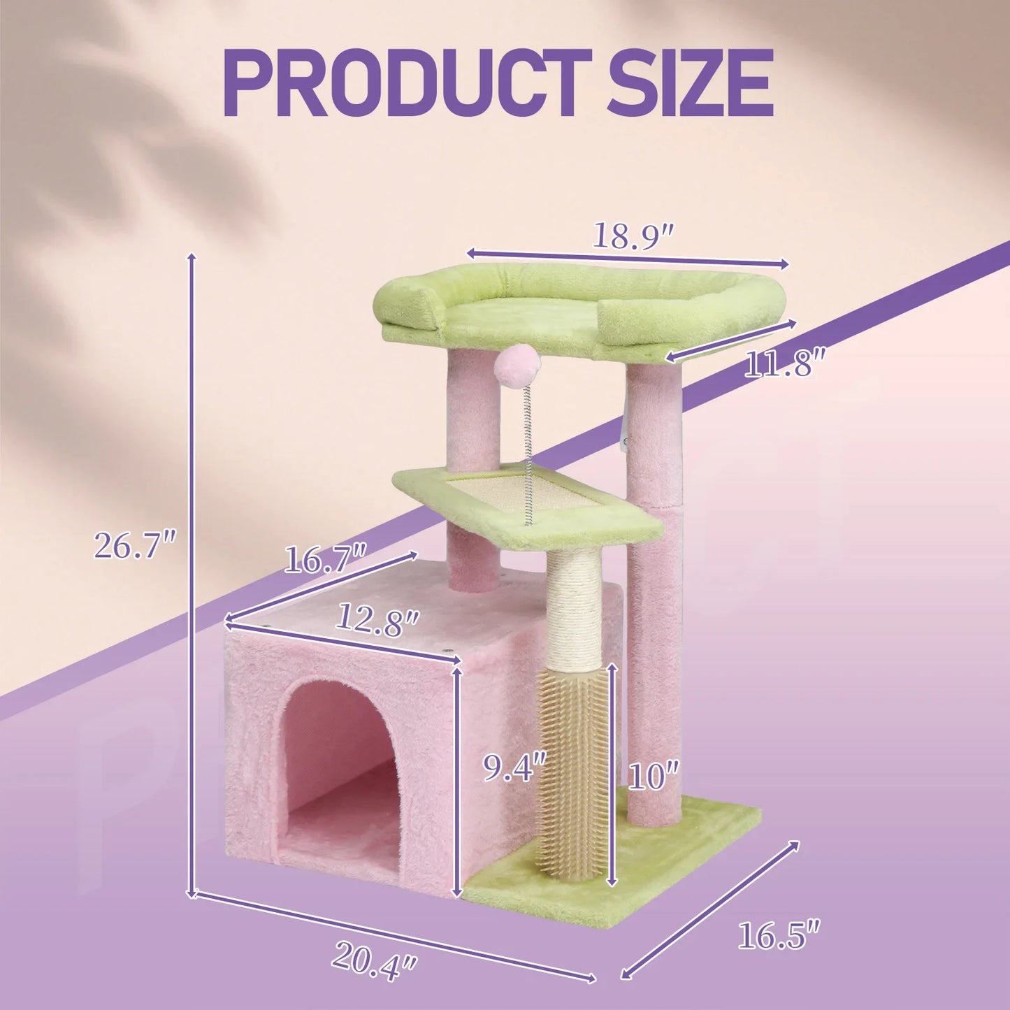 Four Level Cat Tower With Scratching Post And Cozy Bed