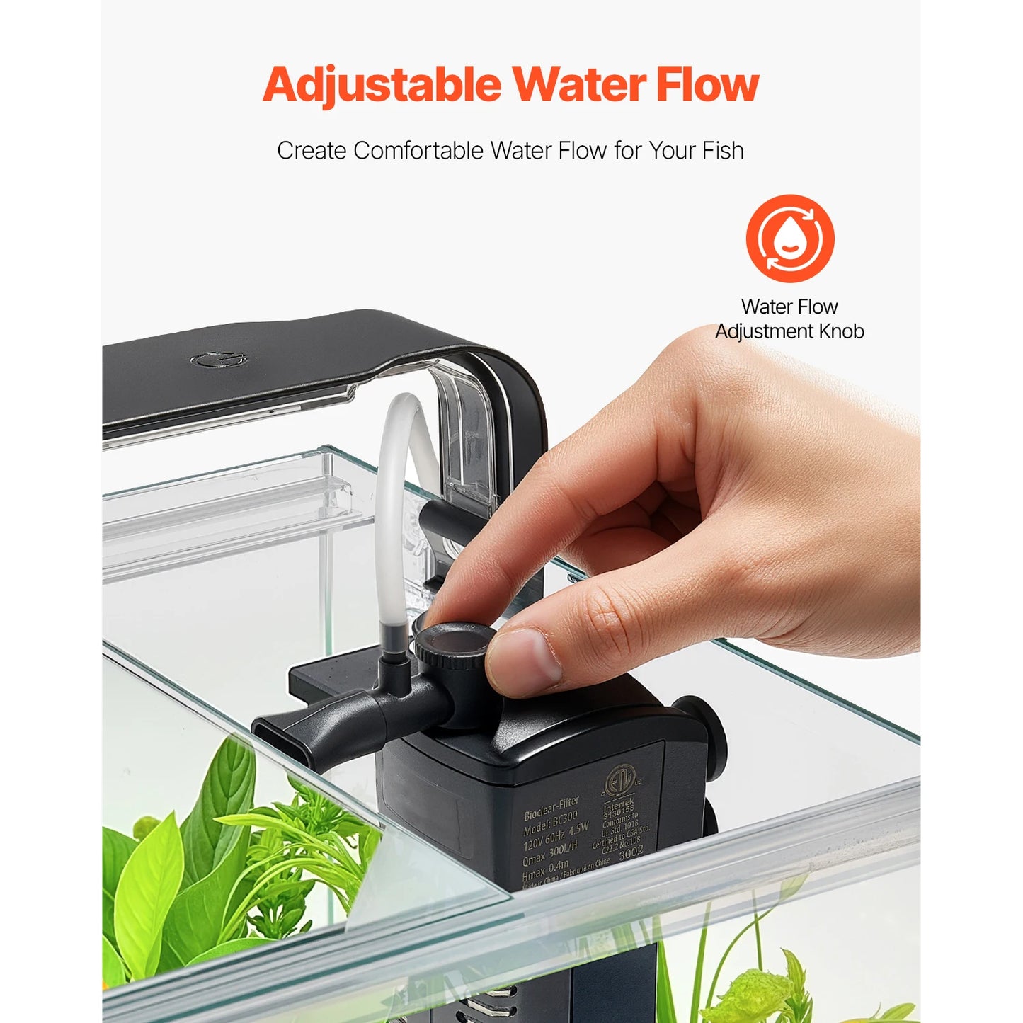 SucceBuy Glass Aquarium With Adjustable Three Color Lighting Self Cleaning