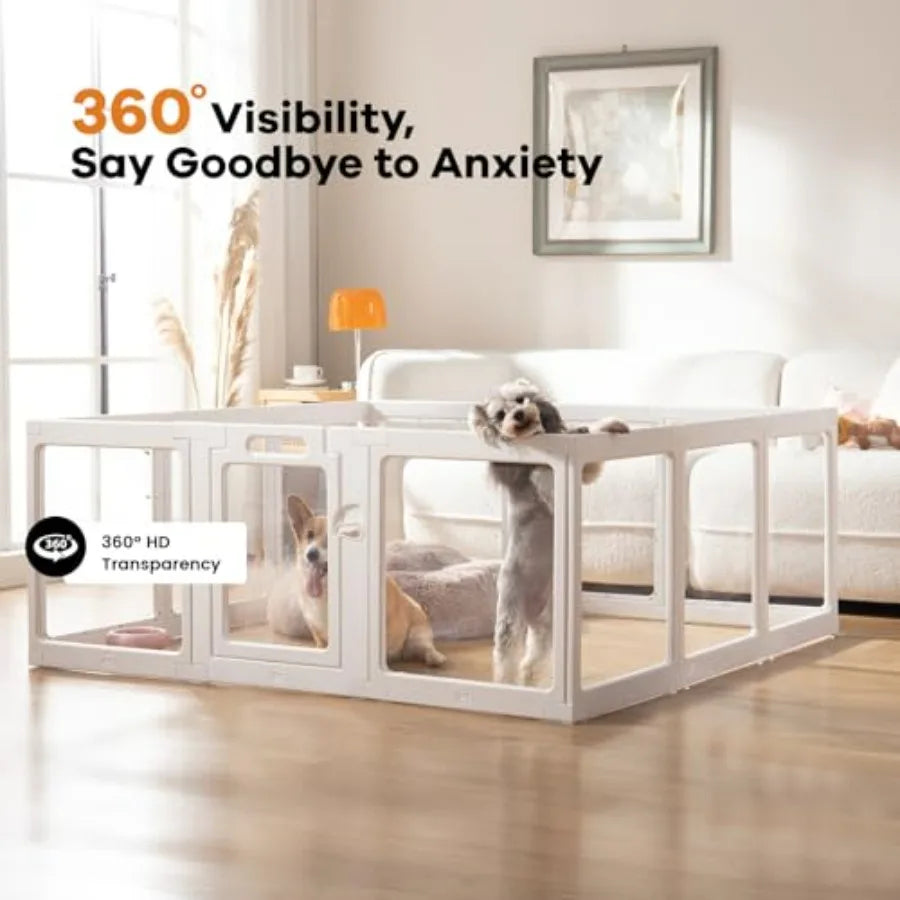 Clear Acrylic Dog Playpen Indoor Pet Pen for Dogs Cats