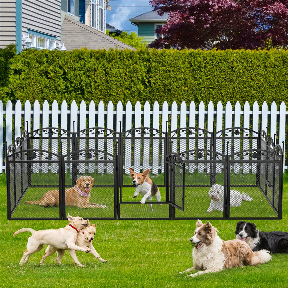 BINGOPAW Foldable Metal Dog Playpen With Gate And Fence