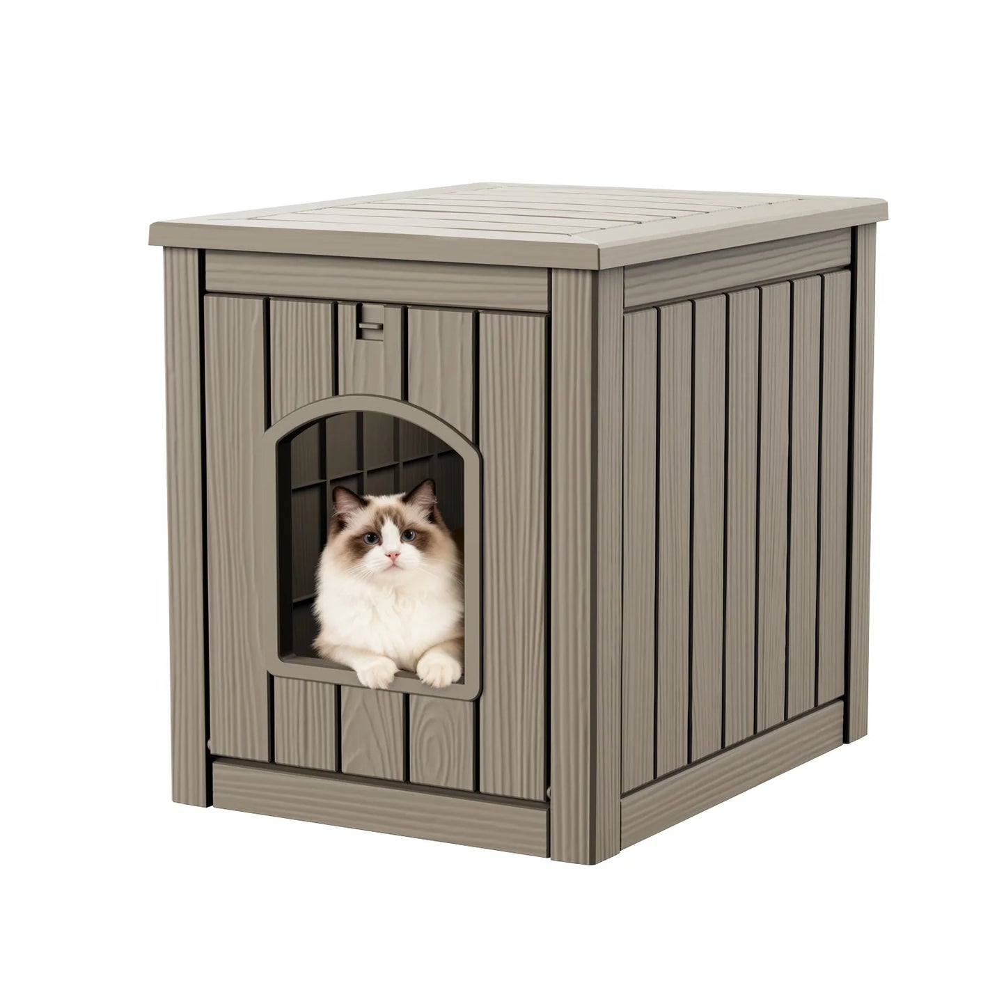 Resin 2-in-1 Waterproof Cat House End Table Indoor/Outdoor Pet Kennel