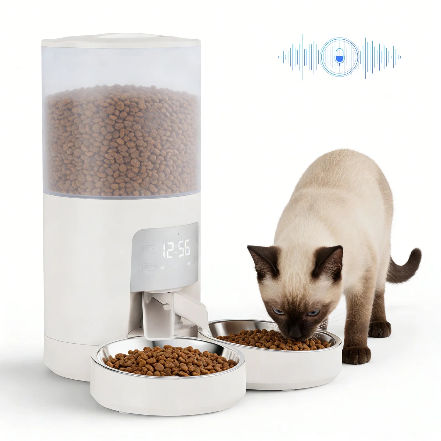 JHK Timed Automatic Cat Feeder With Dual Stainless Bowls