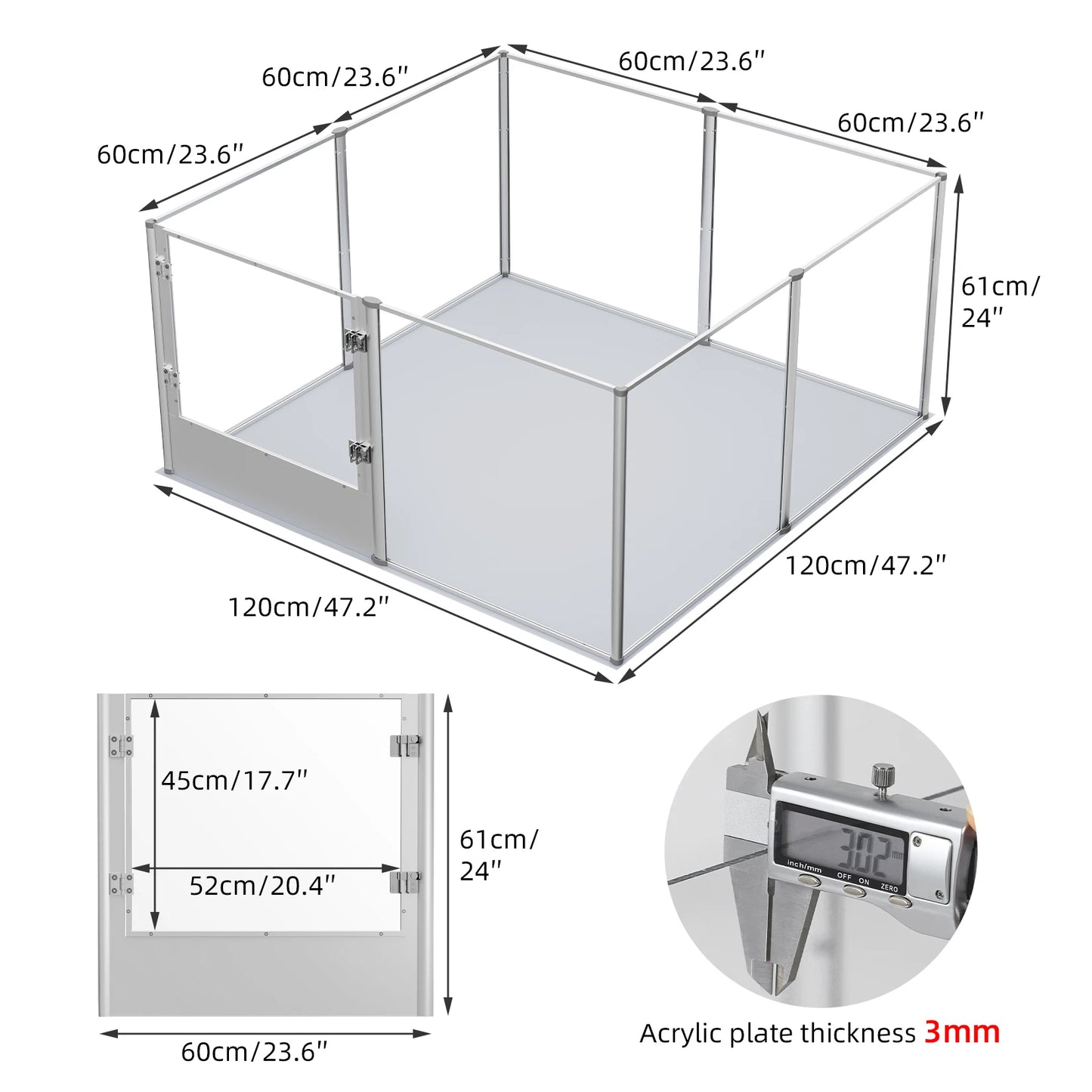 Bingopaw Acrylic Dog Playpen Fence With Waterproof Pad