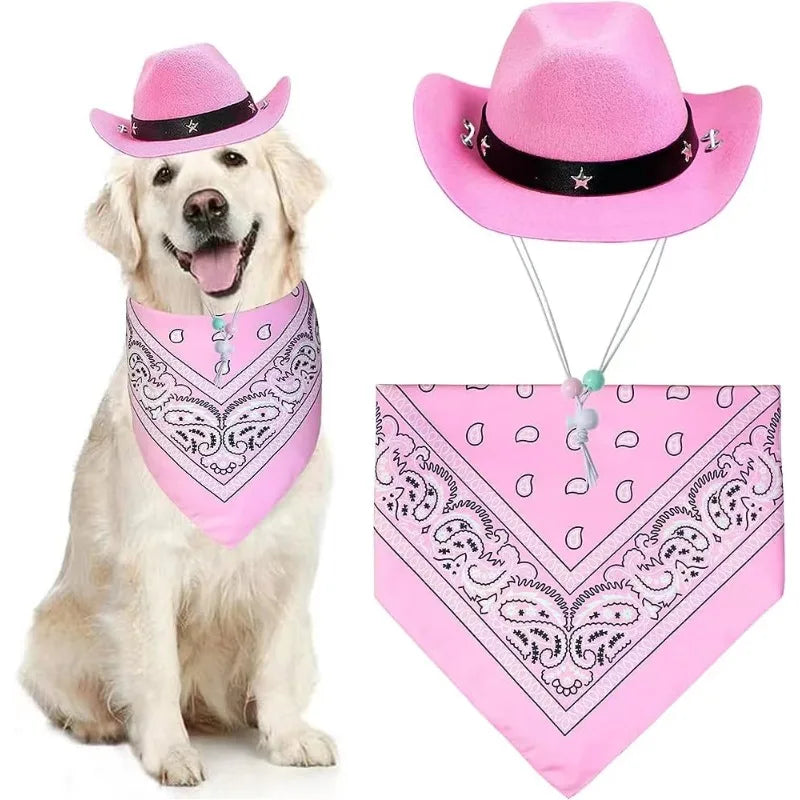 Pet Western Party Outfit Set With Rivet Decor Hat Band