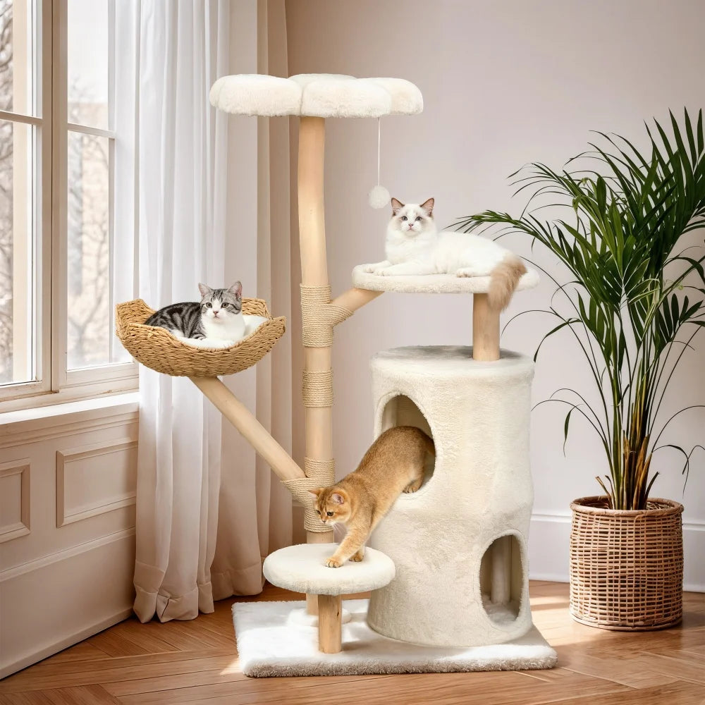 Borwart Double Tier Cat Tree Scratching Post and Activity Center