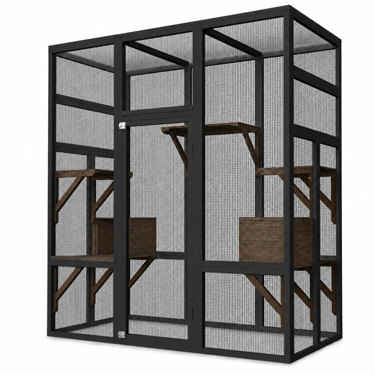 HiMISS Outdoor Wooden Catio Enclosure With Durable Roof And Rest Platforms