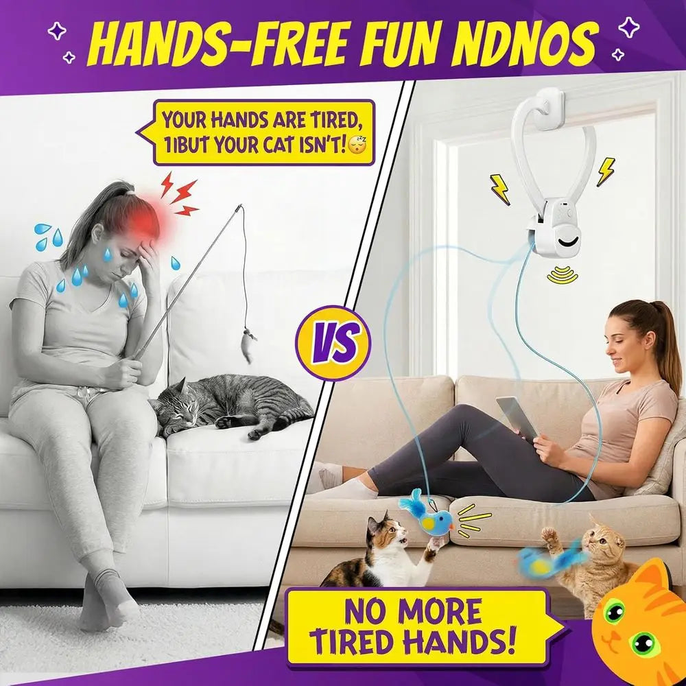 Indoor Cat Toy USB Rechargeable Automatic Bird Wand Chase