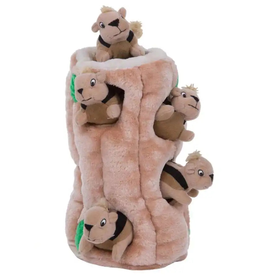 Interactive Plush Squirrel Hide Toy With Squeaky Removable Squirrels