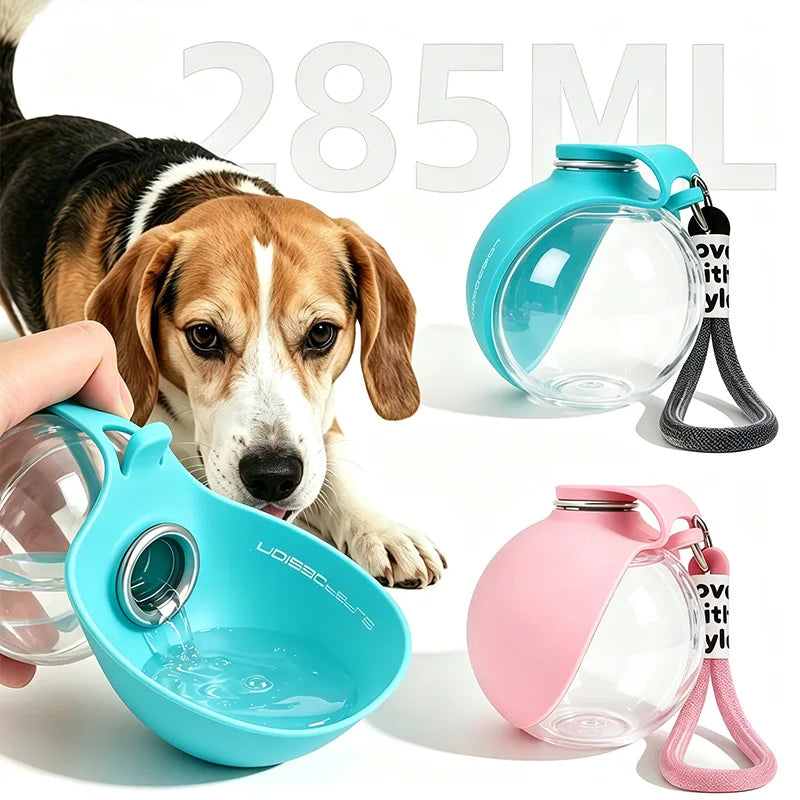 Two In One Portable Dog Water Bottle With Foldable Bowl