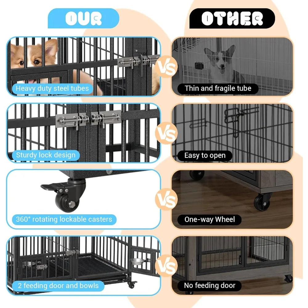 Garvee Heavy Duty Metal Dog Crate With Secure Dual Latches